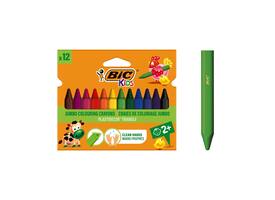 Kleurkrijt BicKids  857 Plastidecor triangel assorti etui à 12st