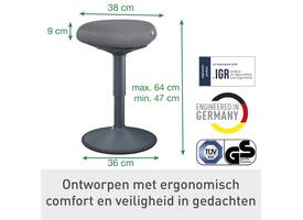 Actieve zitkruk Leitz Ergo met gasveer 47-64cm