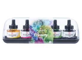 Inkt Talens Ecoline met pipet primary set à 5 ass