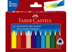 Waskrijt Faber-Castell driehoekig assorti set à 12 stuks