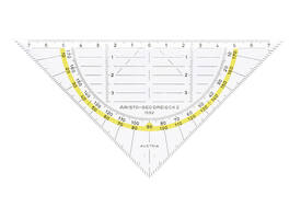 Geodriehoek Aristo 1552 160mm transparant met gele rand