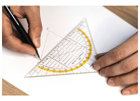 Geodriehoek Aristo 1552 160mm transparant met gele rand