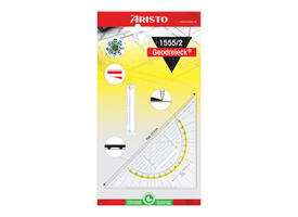 Geodriehoek Aristo 1552 160mm transparant met gele rand