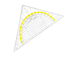 Geodriehoek Aristo 1552 160mm transparant met gele rand