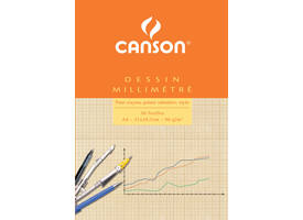Millimeterpapier Canson bruingeel bedrukt 50vel 90gr A4 wit