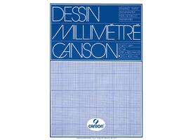 Millimeterpapier Canson lichtblauw bedrukt 50vel 72gr A3 wit