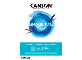 Aquarelpapier Canson Graduate Watercolour 20vel 250gr A5 natuurlijk wit