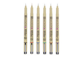 Fineliner Sakura Pigma Micron 05 basic set 6 kleuren