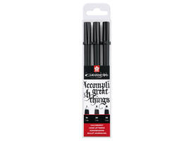 Kalligrafiepen Sakura Calligrapher set à 3 breedtes zwart
