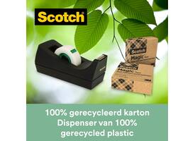 Plakbandhouder Scotch C38 recycled zwart + 3rol magic tape 900 19mmx33m
