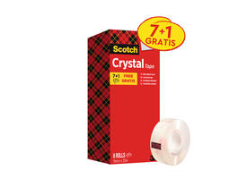 Plakband Scotch Crystal 600 19mmx33m transparant 7+1 gratis