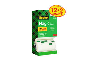 Plakband Scotch Magic 810 19mmx33m onzichtbaar mat 12+2 gratis