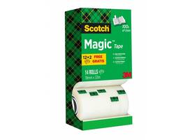 Plakband Scotch Magic 810 19mmx33m onzichtbaar mat 12+2 gratis
