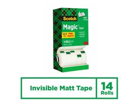 Plakband Scotch Magic 810 19mmx33m onzichtbaar mat 12+2 gratis