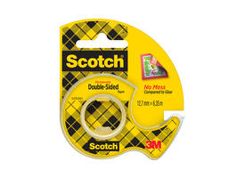 Plakband Scotch 665 12mmx6.3m dubbelzijdig + afroller