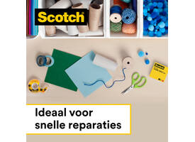 Plakband Scotch 665 12mmx6.3m dubbelzijdig + afroller