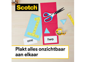 Plakband Scotch 665 12mmx6.3m dubbelzijdig + afroller