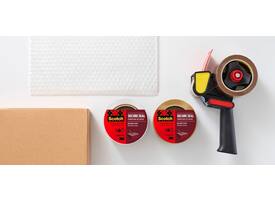 Verpakkingstape dispenser Scotch met 2 rollen Secure seal tape 50mmx66m bruin