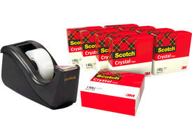 Plakband Scotch Crystal 600 19mmx33m transparant + gratis C60 plakbandhouder