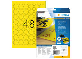 Etiket HERMA 8034 30mm rond weerbestendig geel 1200 stuks