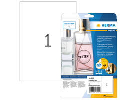 Etiket HERMA 8020 210x297mm transparant 25 stuks