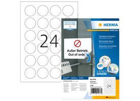 Etiket HERMA 4476 40mm verwijderbaar wit 2400 stuks