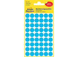 Etiket Avery 3142 rond 12mm blauw 270 stuks