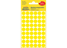Etiket Avery 3144 rond 12mm geel 270 stuks