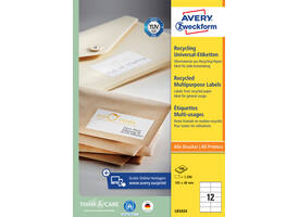 Etiket Avery LR3424 105x48mm recycled wit 1200 stuks