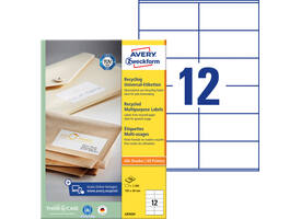 Etiket Avery LR3424 105x48mm recycled wit 1200 stuks