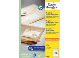Etiket Avery LR3666 38x21.2mm recycled wit 6500 stuks