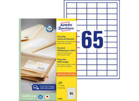Etiket Avery LR3666 38x21.2mm recycled wit 6500 stuks
