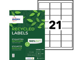 Etiket Avery LR7160-100 63.5x38.1mm recycled wit 2100 stuks