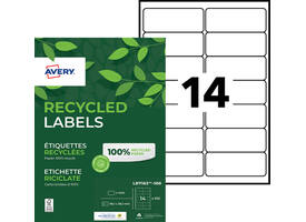 Etiket Avery LR7163-100 99.1x38.1mm recycled wit 1400 stuks