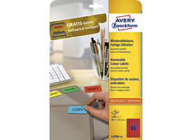 Etiket Avery L4790-20 38.1x21.2mm rood 1300 stuks