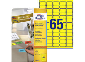 Etiket Avery L4793-20 38.1x21.2mm geel 1300 stuks