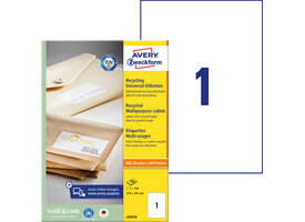 Etiket Avery LR3478 210x297mm A4 recycled wit 100 stuks