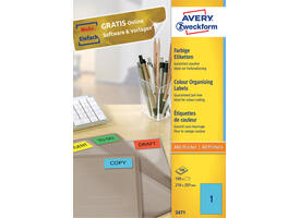 Etiket Avery 3471 210x297mm A4 blauw 100 stuks
