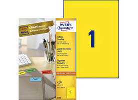 Etiket Avery 3473 210x297mm A4 geel 100 stuks