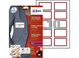 Naambadge etiket Avery L4786-20 80x50mm rood kader 200 stuks