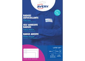 Naambadge etiket Avery L4787-20 80x50mm blauw kader 200 stuks