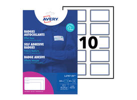 Naambadge etiket Avery L4787-20 80x50mm blauw kader 200 stuks