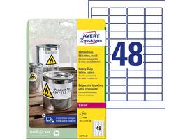 Etiket Avery L4778-20 45.7x21.2mm polyester wit 960 stuks