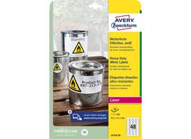 Etiket Avery L4778-20 45.7x21.2mm polyester wit 960 stuks