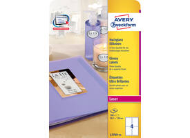 Etiket Avery L7769-40 99.1x139mm hoogglans wit 160 stuks