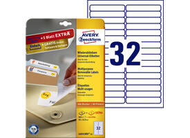 Etiket Avery L6031REV-25 96x16.9mm afneembaar wit 800 stuks