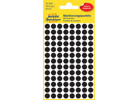 Etiket Avery 3009 rond 8mm zwart 416 stuks
