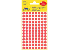 Etiket Avery 3010 rond 8mm rood 416 stuks