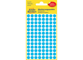 Etiket Avery 3011 rond 8mm blauw 416 stuks