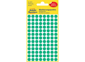 Etiket Avery 3012 rond 8mm groen 416 stuks